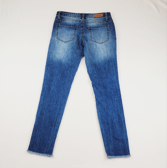 Cafe Denim Premium Distressed Ankle Skinny Jeans Pants - Picture 3 of 9